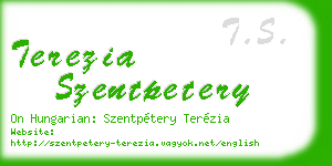 terezia szentpetery business card