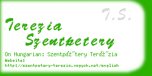 terezia szentpetery business card